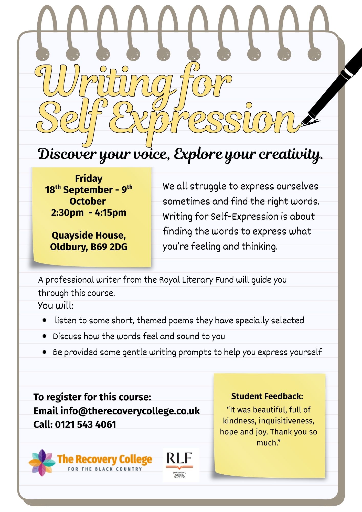 Writing for Self Expression course