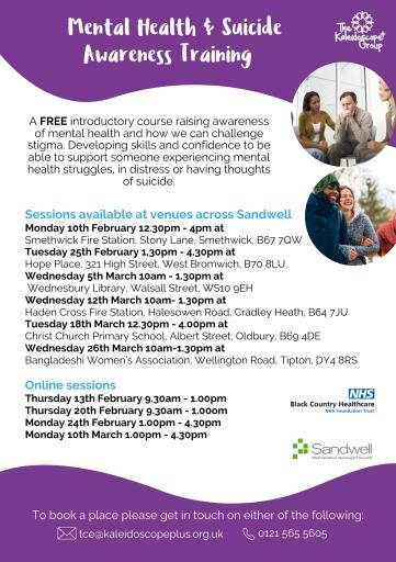 Free Mental Health and Suicide Awareness Training in Sandwell
