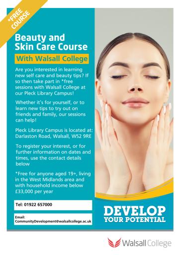 Beauty & Skin Care Sessions at Walsall College Pleck Library Campus
