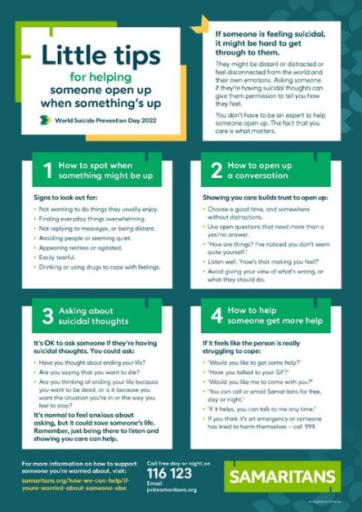 Little tips for helping someone to open up when something's up | Samaritans